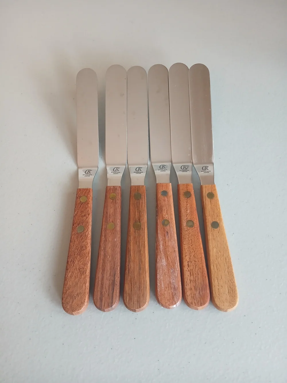 6 Wood Handle Offset Stainless Steel Icing Spatulas Spreaders